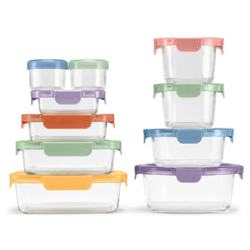 Ello Color Lock glass set with airtight lids keeps foods fresh.