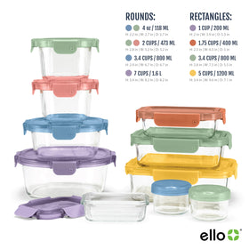 Ello Color Lock containers are freezer safe for stored leftovers.