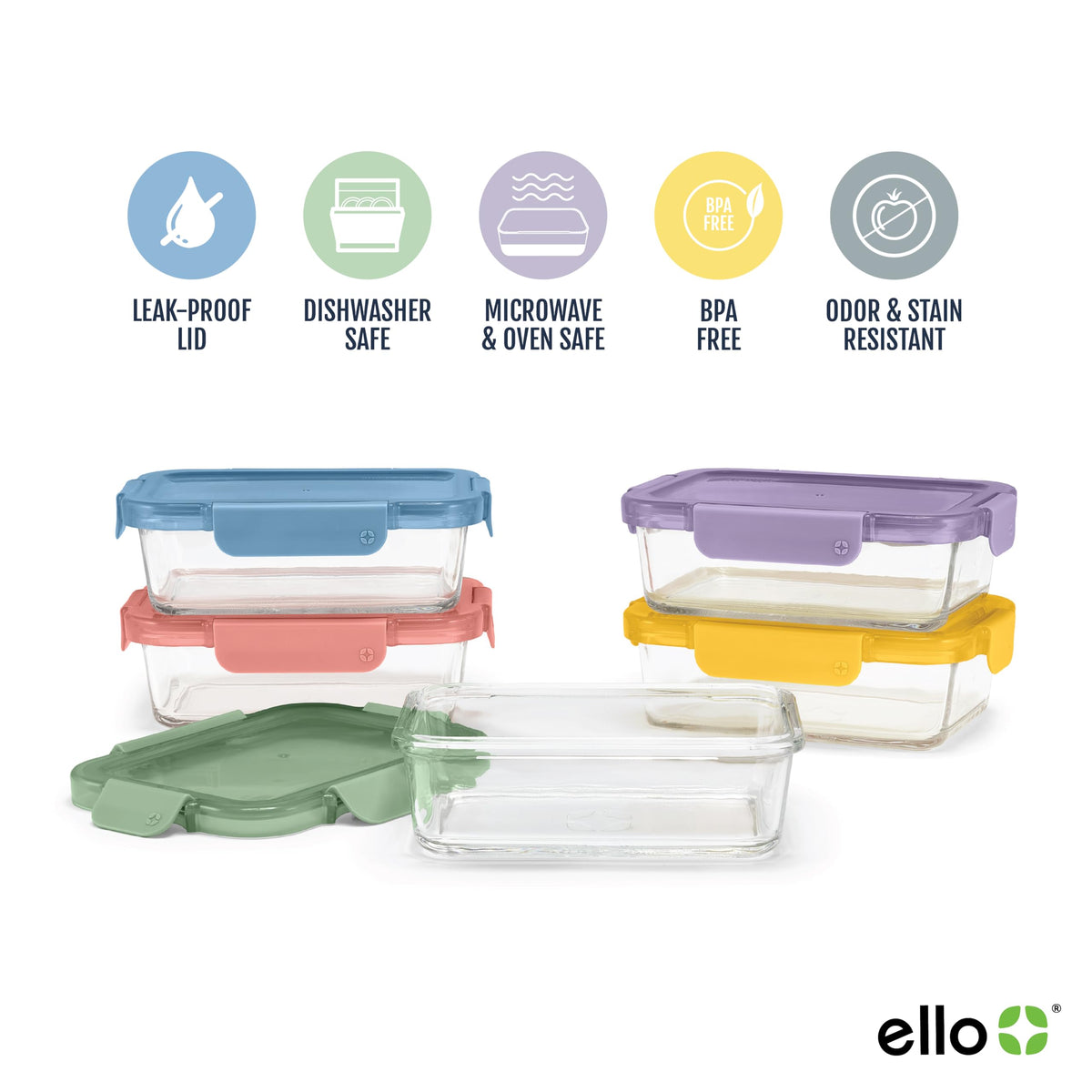 Ello Color Lock glass close up showing stain and odor resistant surface for easy cleaning