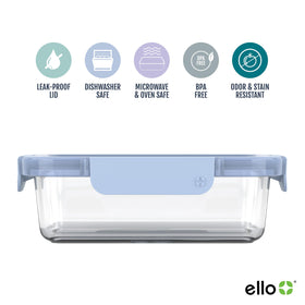 Ello Color Lock lid with snap-tight seal prevents leaks during transport.