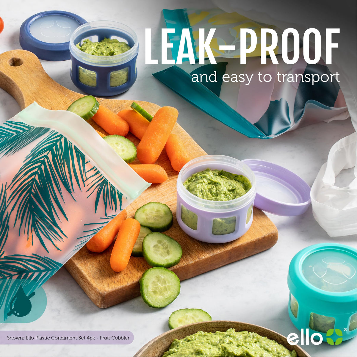 Ello dishwasher-safe condiment containers for easy cleanup