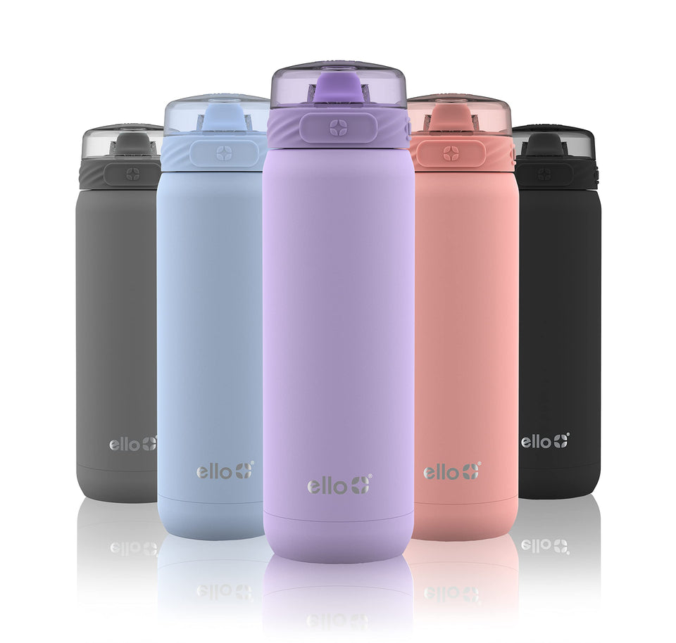 Ello Cooper 22oz Lilac bottle front view highlighting color and form for all-day hydration