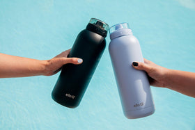 Ello Cooper 40oz bottle side view with handle shows portable hydration for daily errands.