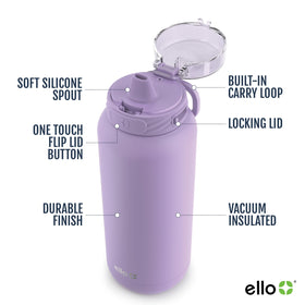 Ello Cooper 40oz bottle soft spout demonstrates clean sipping and on-the-go ease.