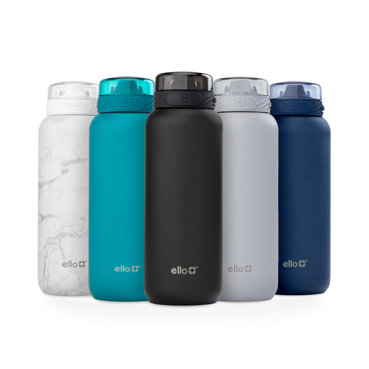 Ello Cooper bottle front view shows durable stainless steel for daily use.