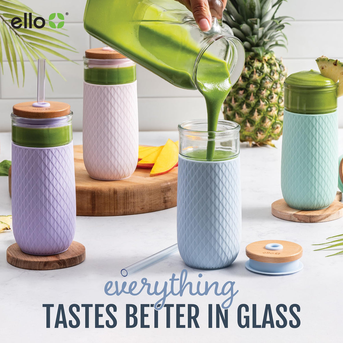 Ello Devon glass and straw are top-rack dishwasher safe for easy cleaning.