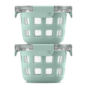 Ello Duraglass 2-cup container with protective sleeve for durable on-the-go meals.