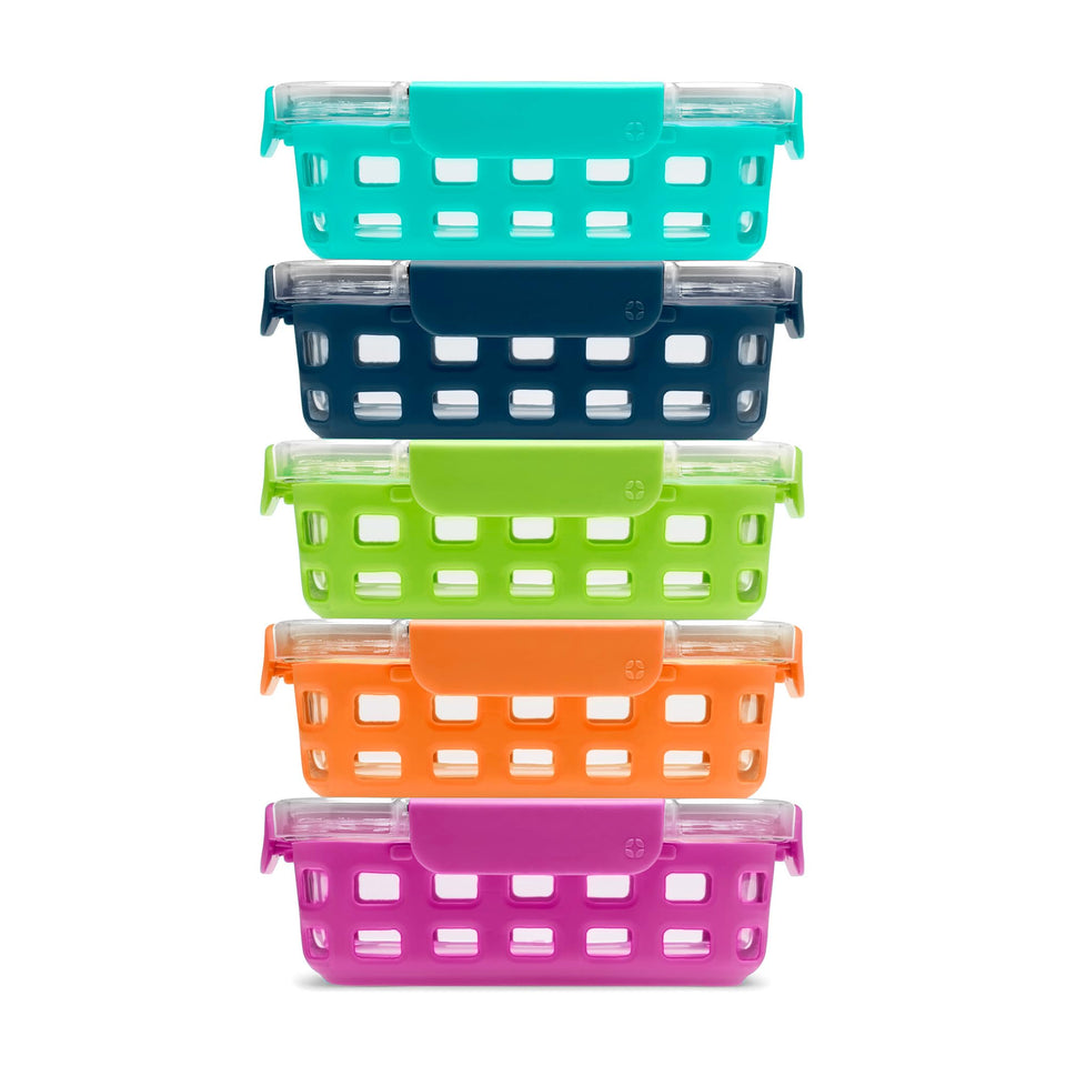 Ello Duraglass 3.4 cup container front view with clear glass for easy content identification.