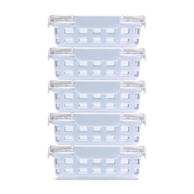 Ello Duraglass 3.4 cup container with silicone sleeve shows contents clearly and freshness