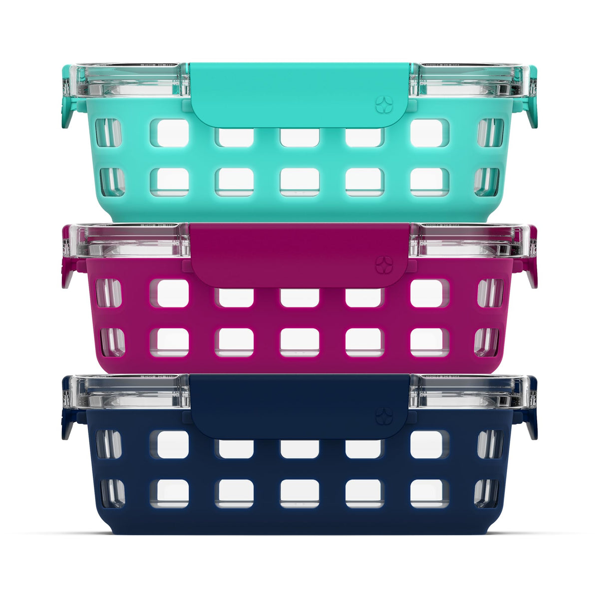 Ello Duraglass 3.4 cup container in clear glass keeps foods fresh.