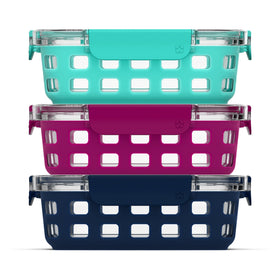 Ello Duraglass 3.4 cup container in clear glass keeps foods fresh.
