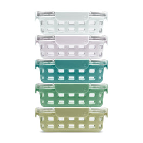 Ello Duraglass 3.4 cup containers with crystal-clear glass and durable construction.