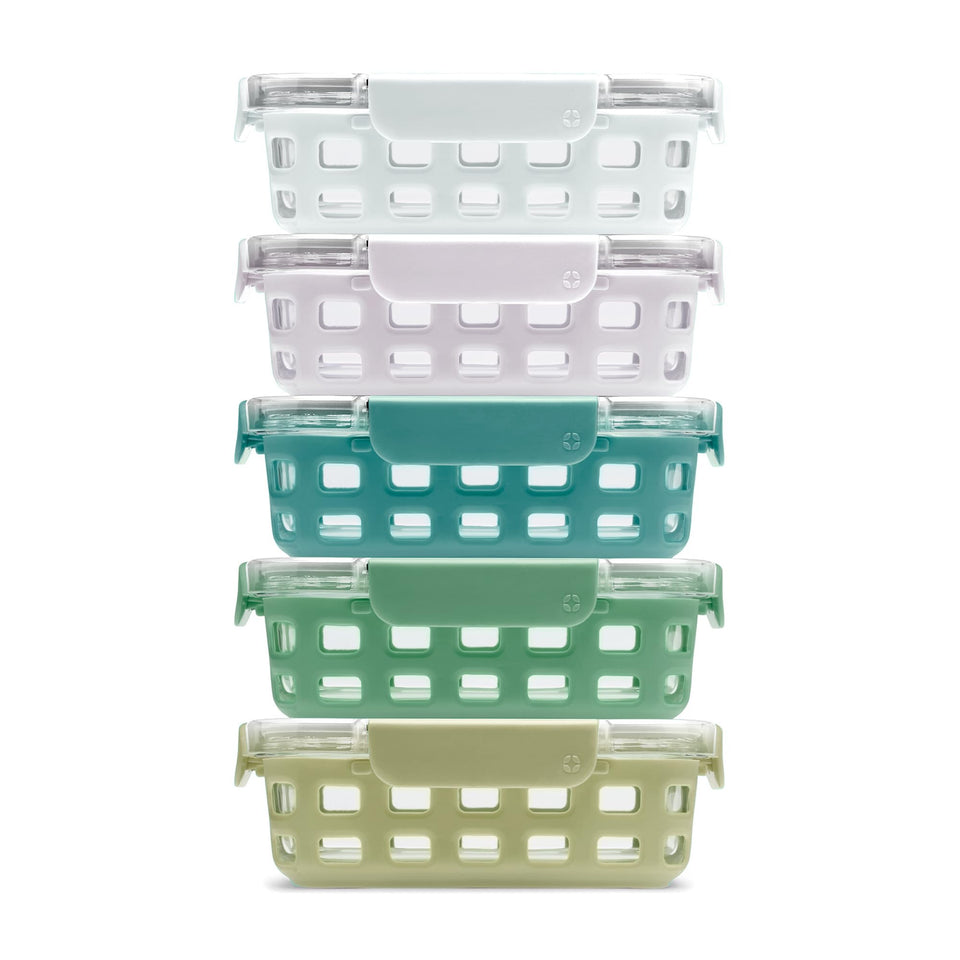 Ello Duraglass 3.4 cup containers with crystal-clear glass and durable construction.