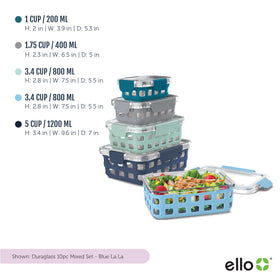 Ello Duraglass 3.4 cup containers keep portions fresh and odors contained