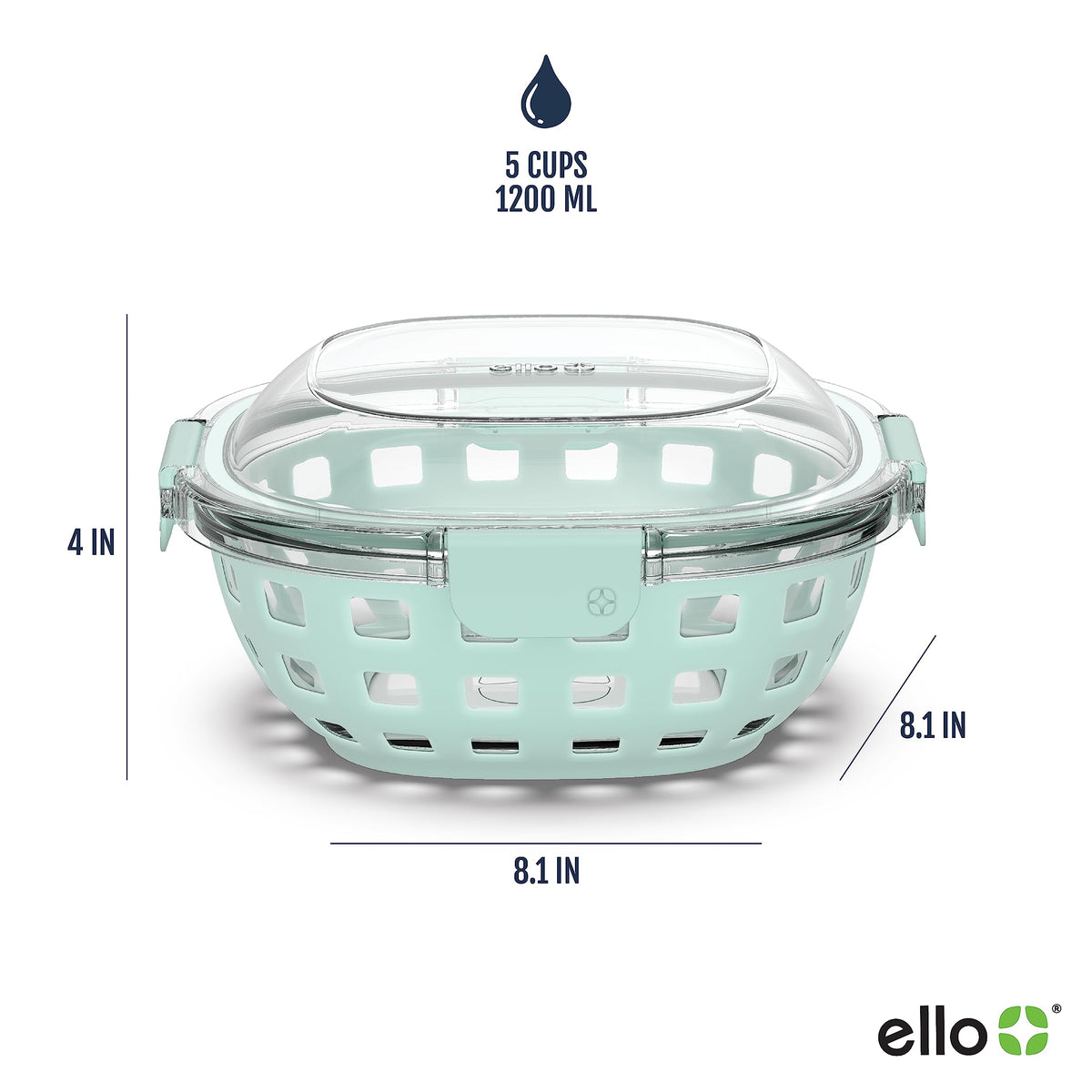 Ello Duraglass 40oz glass bowl with ample space.