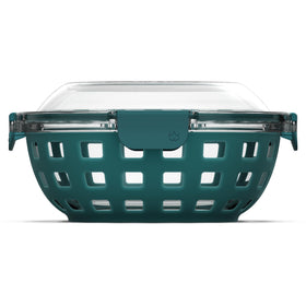 Ello Duraglass 5 Cup Lunch Bowl with teal lid for portable, airtight meal prep.