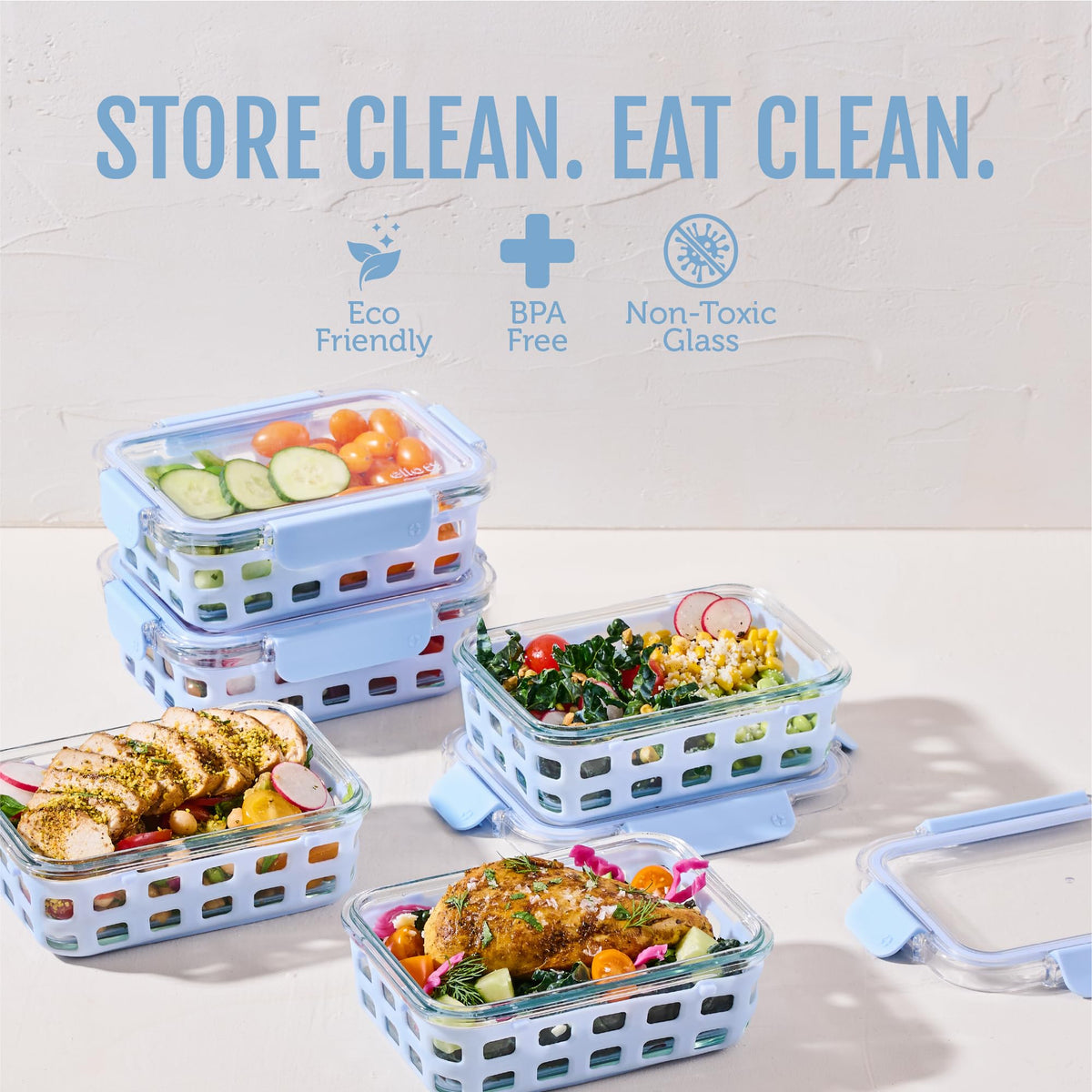 Ello Duraglass BPA-free lid close-up highlighting airtight seal