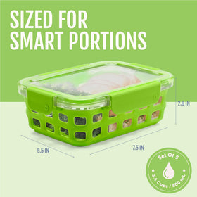Ello Duraglass clear BPA-free lids demonstrate see-through design and freshness seal.