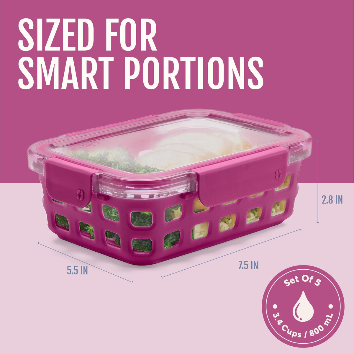 Ello Duraglass clear lids allow quick content viewing