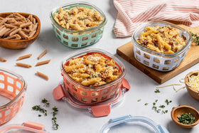 Ello Duraglass glass containers are dishwasher safe for easy cleanup.