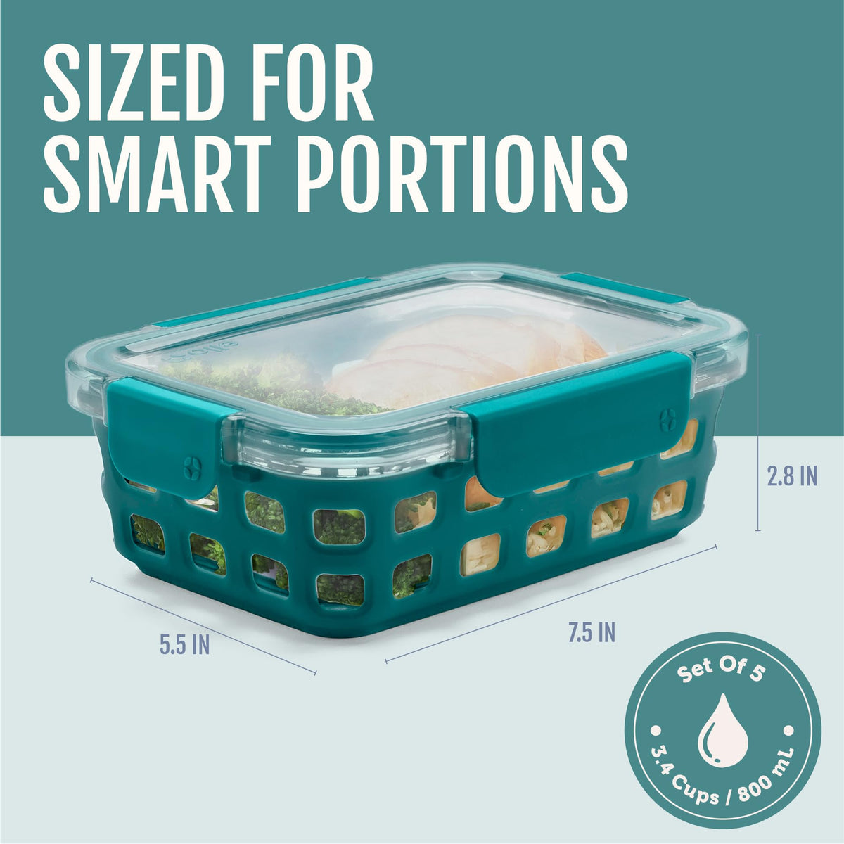 Top-rack dishwasher safe glass and lids for easy cleanup.