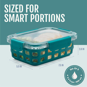 Top-rack dishwasher safe glass and lids for easy cleanup.