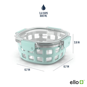 Ello Duraglass leak-proof lid keeps food airtight and fresh.