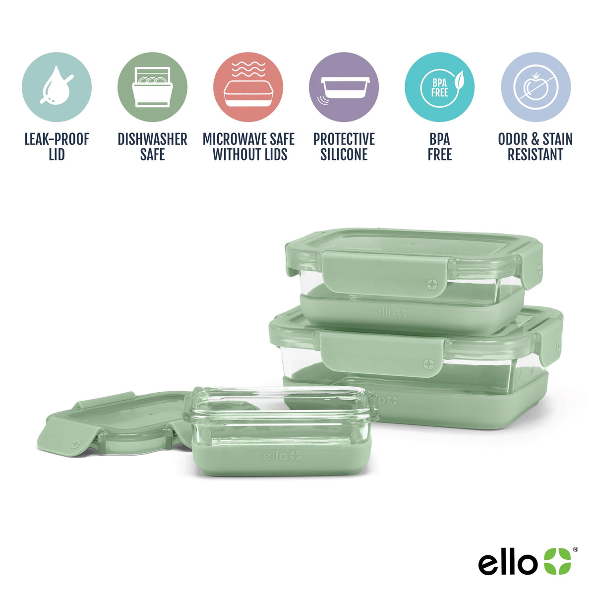 Ello Duraglass Refresh 3-4-cup container keeps portions organized and leak-free.