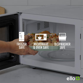 Ello Duraglass Refresh airtight lids prevent spills and preserve freshness.