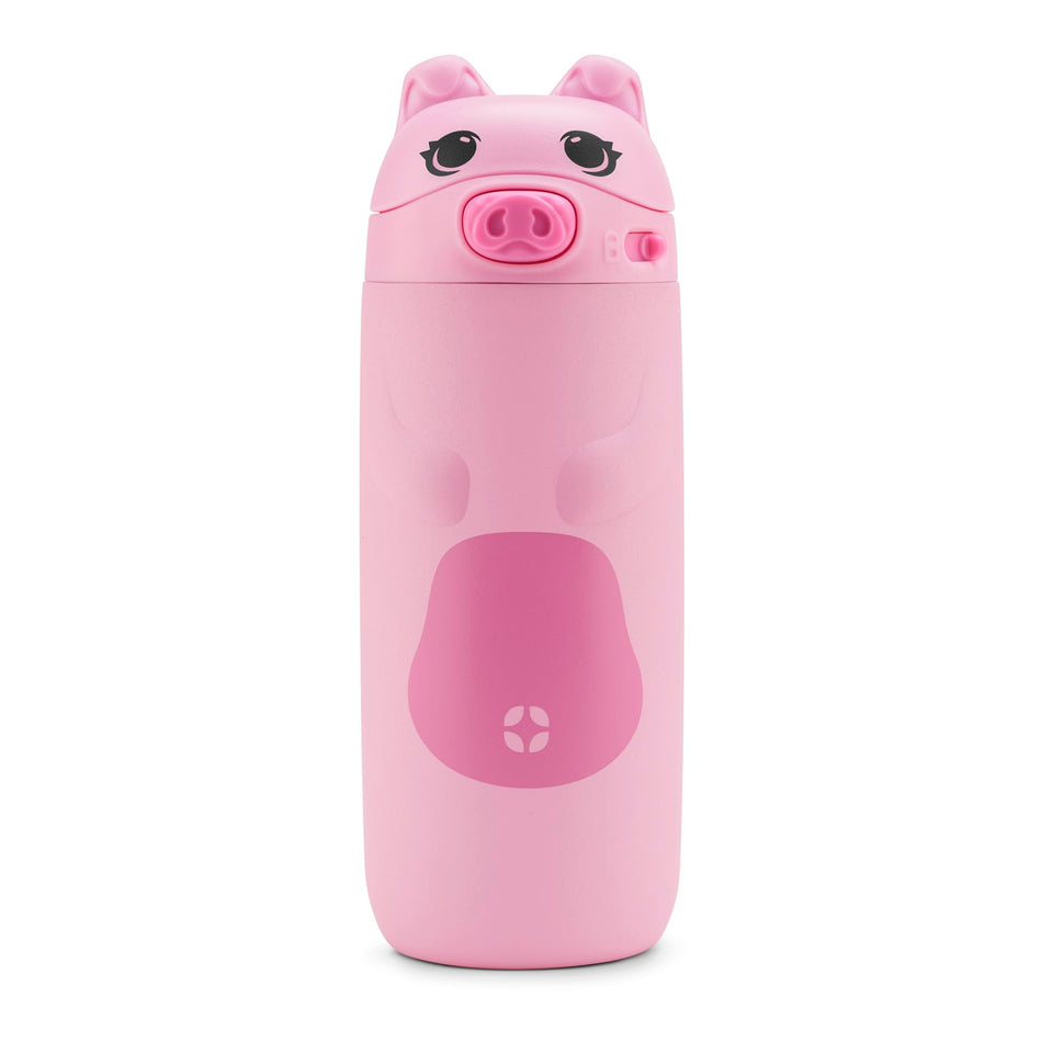 Ello Ellies pig-shape bottle keeps drinks cold for kids on the go