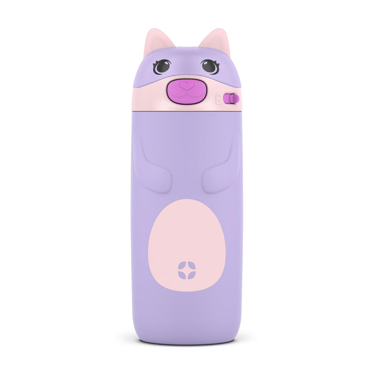 Ello Ellies cat-shaped 12oz bottle with leak-proof lid for school days.