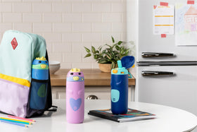 Ello Ellies panda-shaped bottle keeps drinks cold during recess.