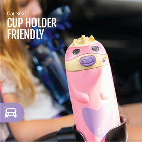 Ello Ellies pig-shape bottle features a clean straw for mess-free sips
