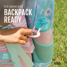 Ello Emma 14oz bottle fits car cup holders for athletic travel.