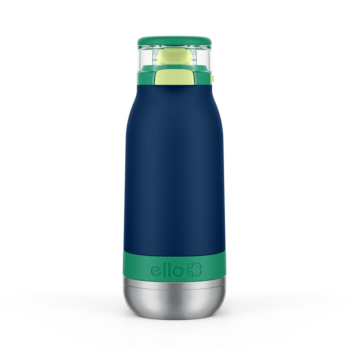 Ello Emma 14oz bottle front view showing durable stainless steel for school use.