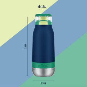 Ello Emma 14oz bottle straw extended for easy sipping and spill control.