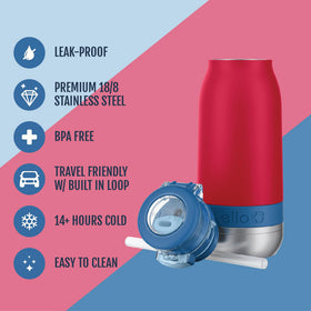 Ello Emma bottle with built-in carry loop, easy to grab on the go.