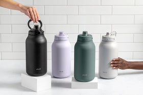 Ello Hydra lid close-up highlights leak-proof locking cap for on-the-go confidence.