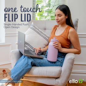 Ello Hydra locking lid prevents spills when carried in bags.