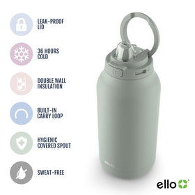 Ello Hydra 64oz bottle with silicone straw for easy sipping.