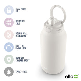 Ello Hydra silicone straw for easy sip without tipping.