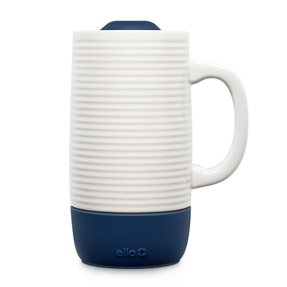 Ello Jane 18oz ceramic travel mug with handle for on-the-go sipping.
