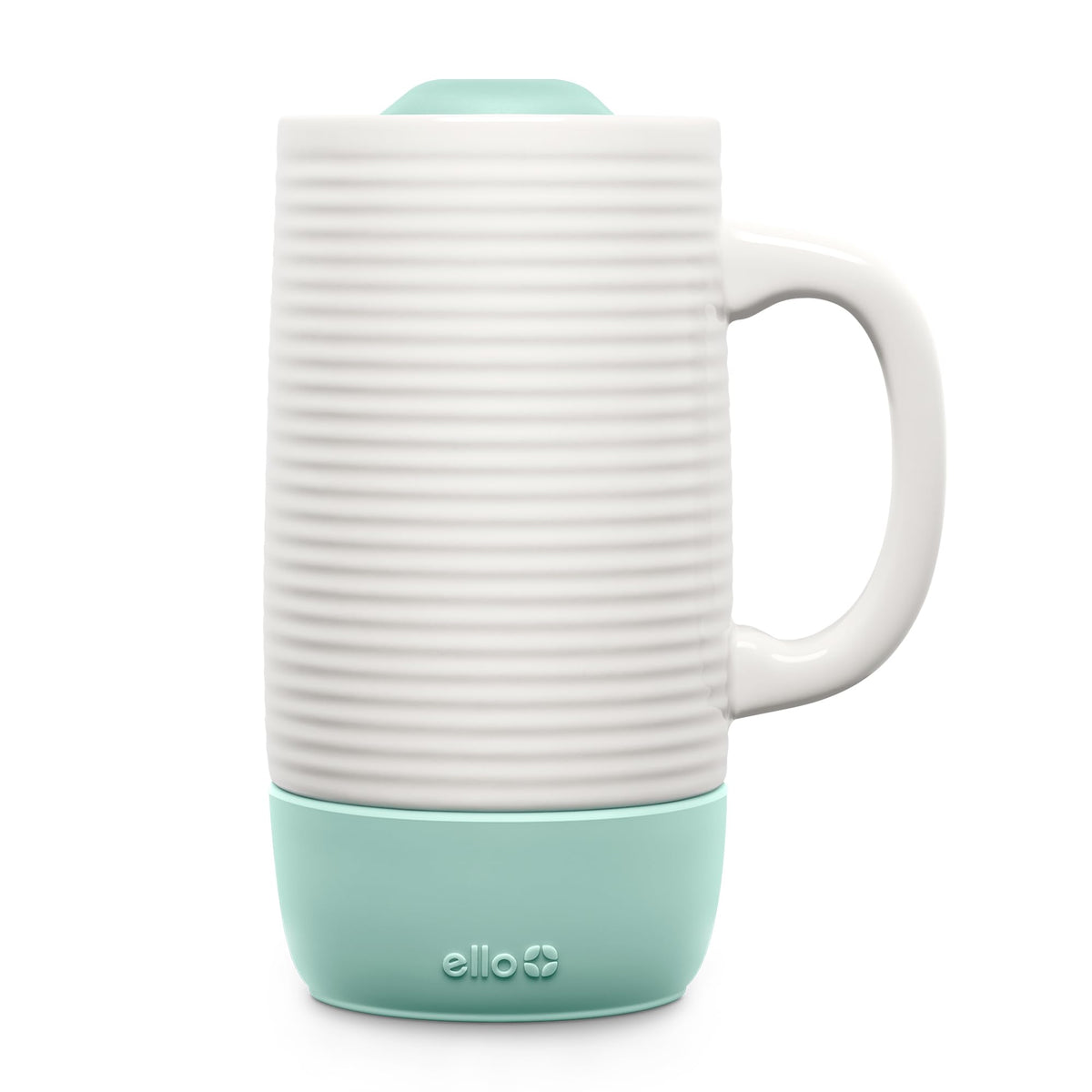 Ello Jane 18oz ceramic travel mug with handle for on-the-go sipping.