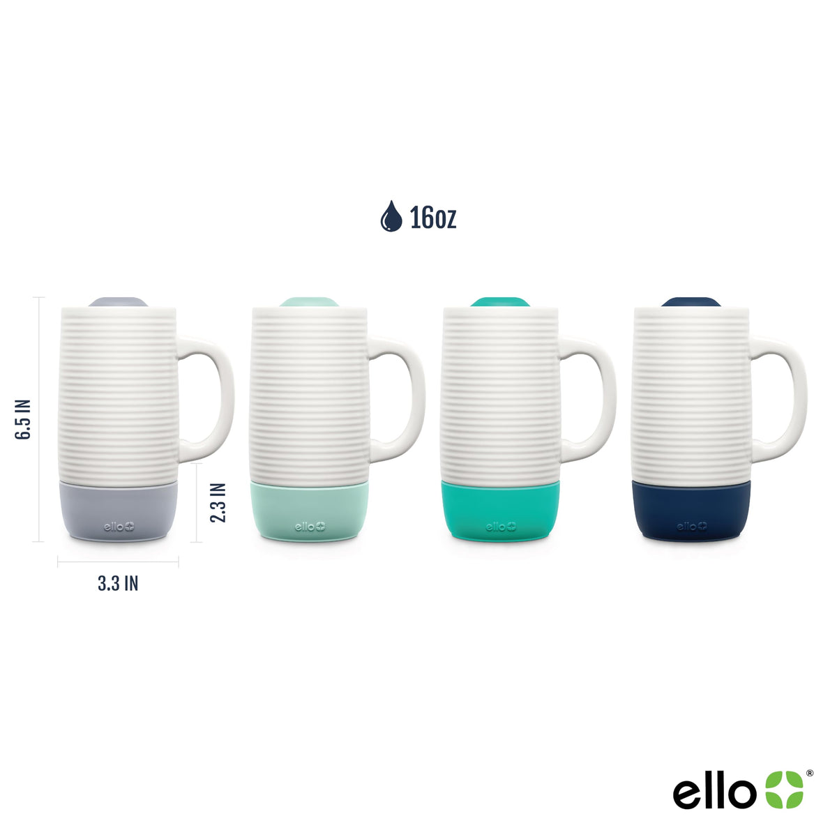 Ello Jane built-in silicone coaster protects surfaces and adds style.