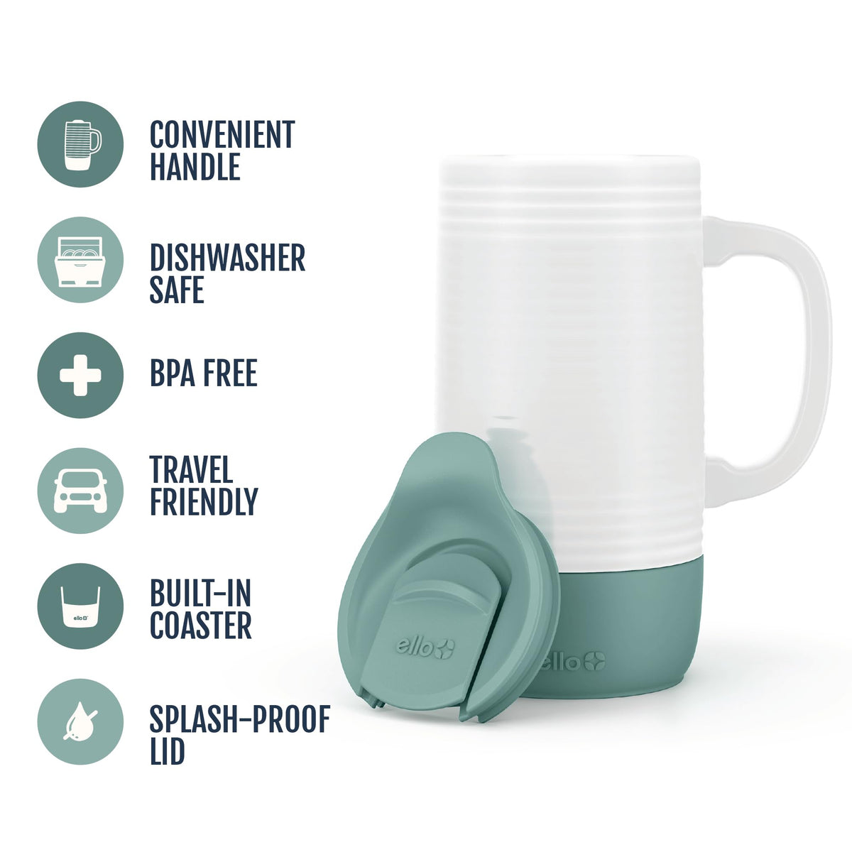 Ello Jane built-in silicone coaster protects surfaces while you sip