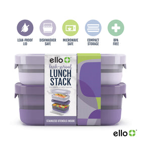 Ello locking lids secure meals during transport.