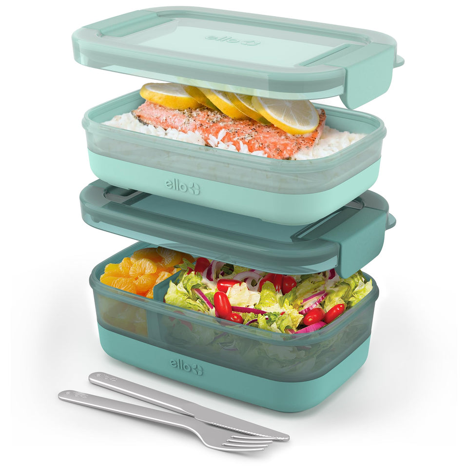 Ello lunch stack 2 cup container with airtight lid for mess-free transport