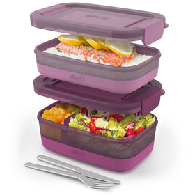 Ello Lunch Stack 2-cup container showing compact portions for on-the-go meals