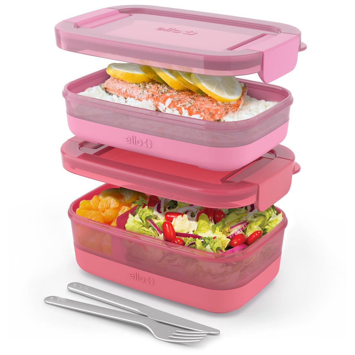 Ello lunch stack 2cup container for portable meals and portion control