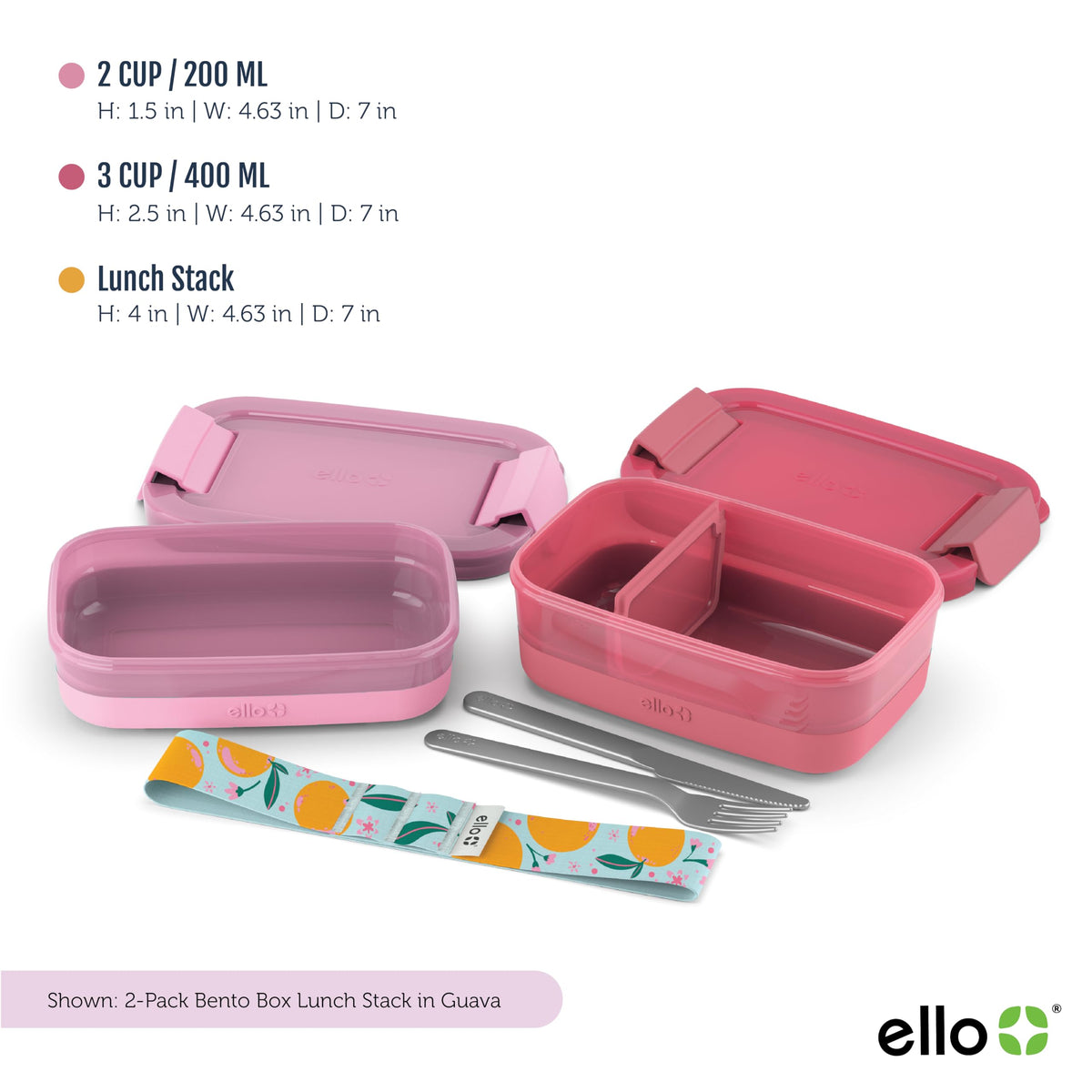 Ello lunch stack locking lids prevent spills during transport